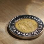 Moneda egipcia de una libra sobre una mesa, propinas en Egipto