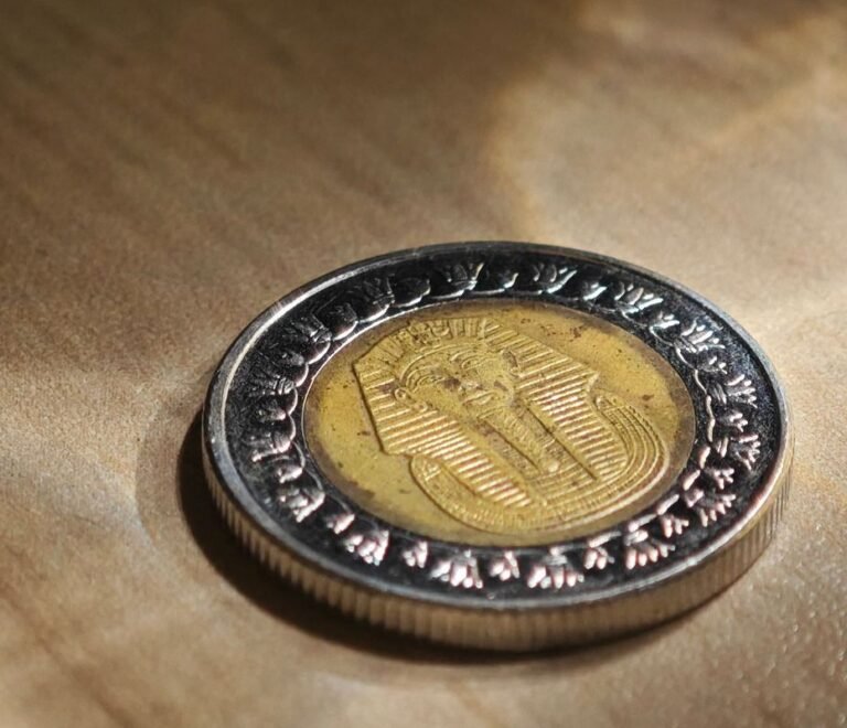 Moneda egipcia de una libra sobre una mesa, propinas en Egipto